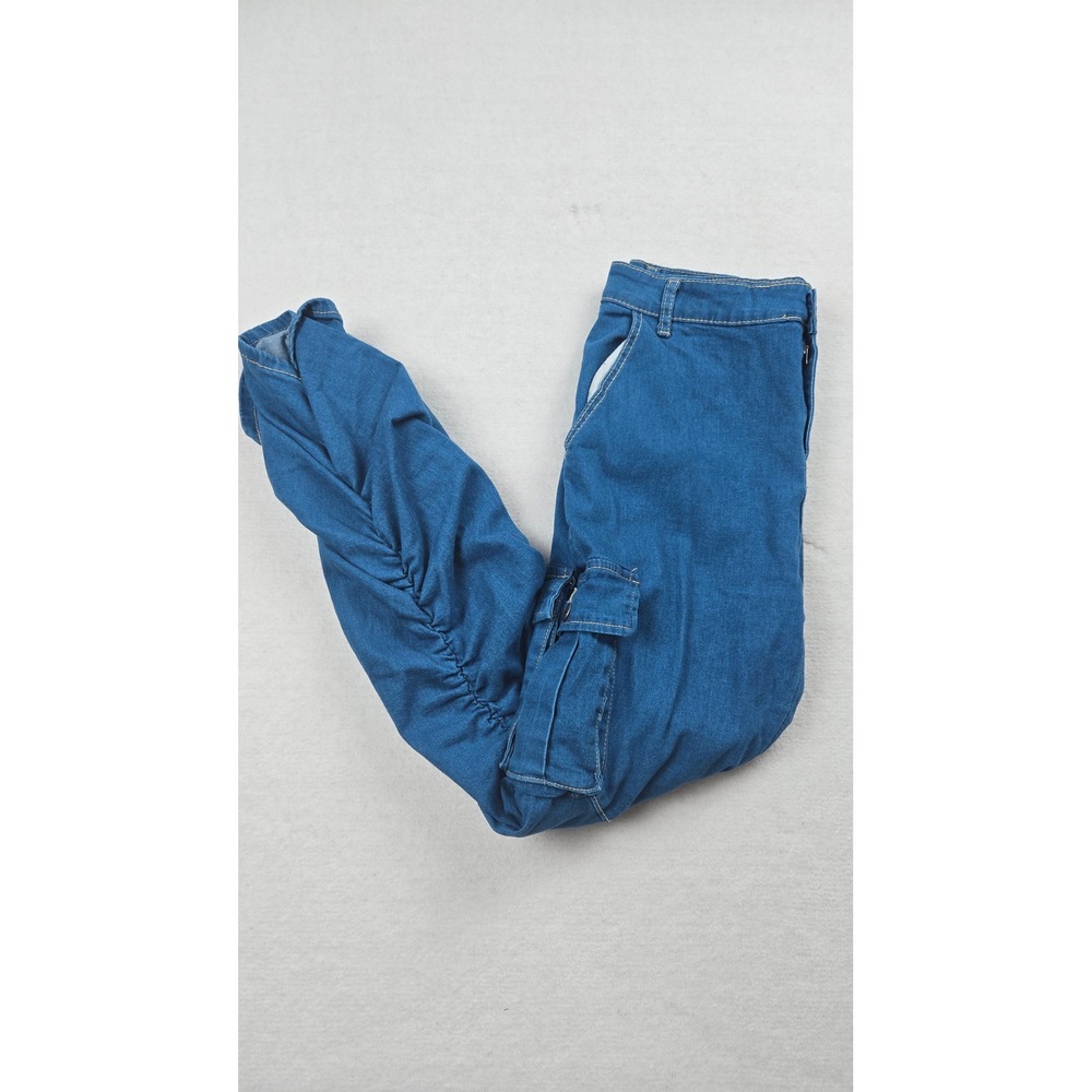 Daisy Women's Blue Denim Cargo Ruched Leg Pants‎ Size L